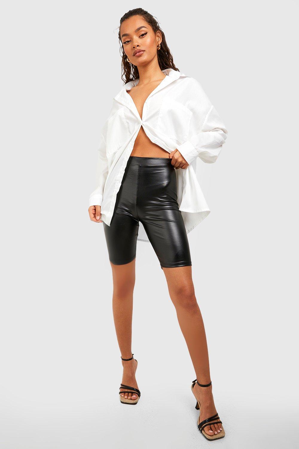 Faux Leather Biker Shorts