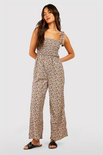 Ditsy Floral Shirred Top Jumpsuit multi