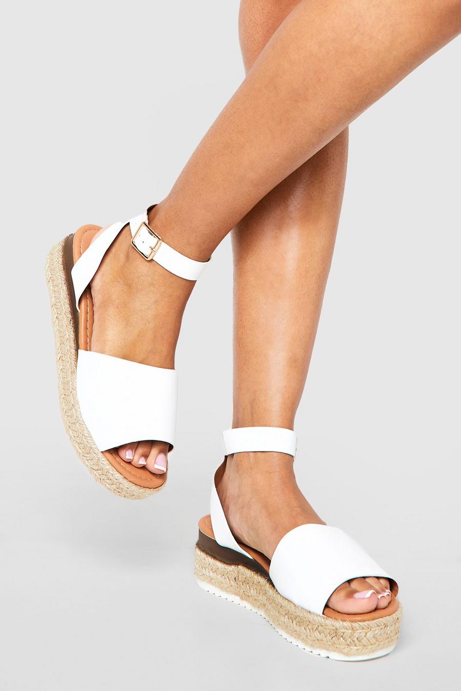 White Two Part Espadrille Flatforms image number 1