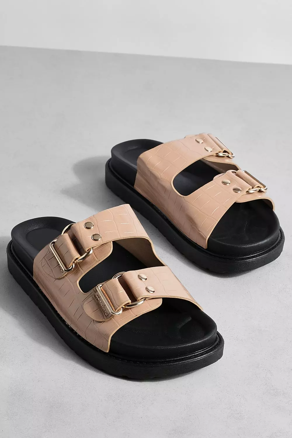 Double strap footbed sliders new arrivals