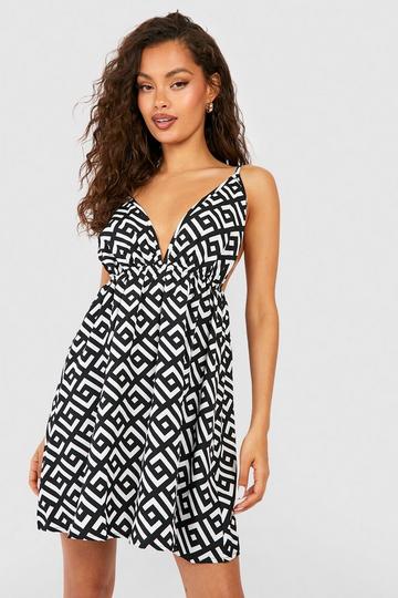 Geo Strappy Sundress black