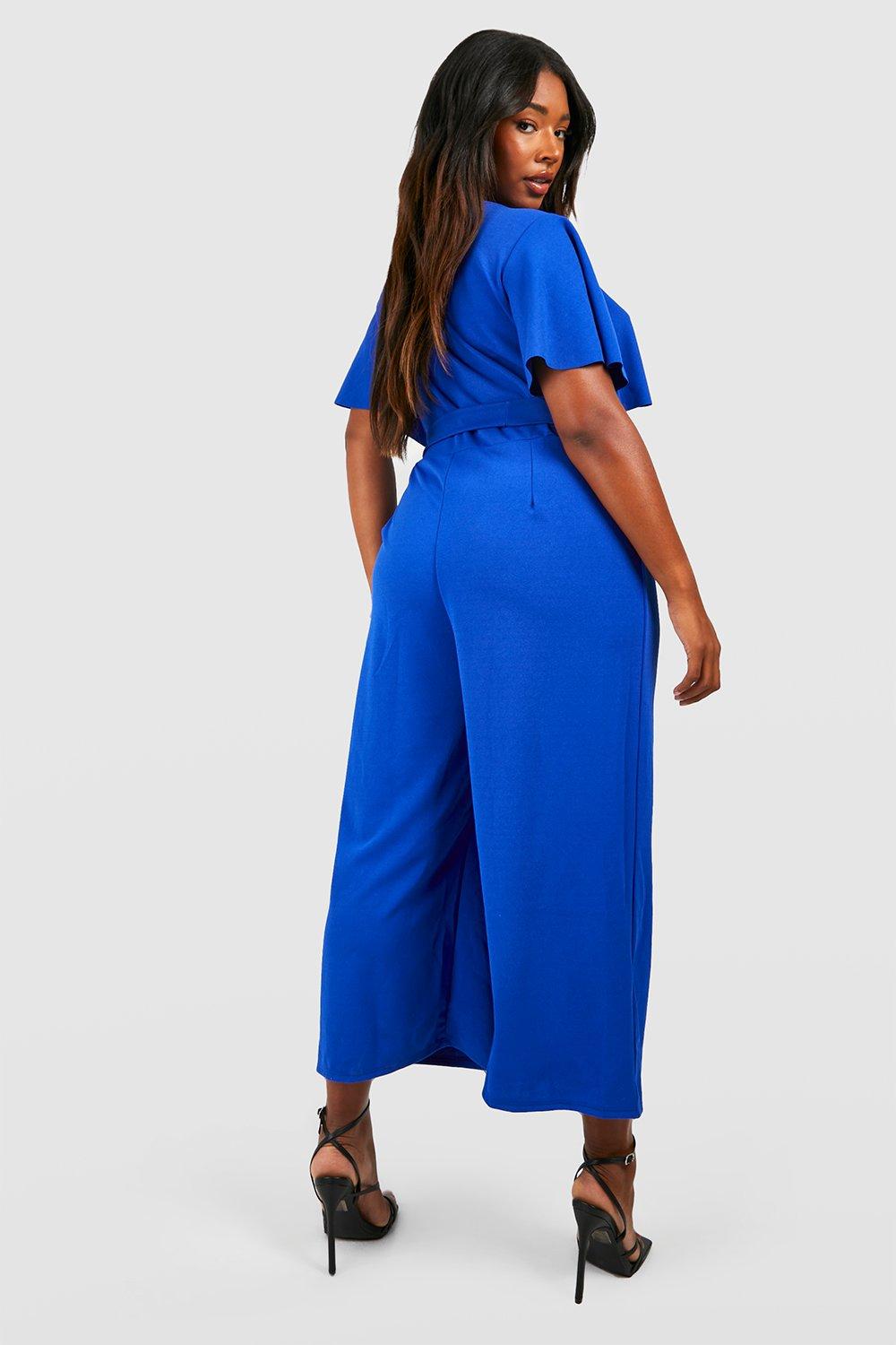 Boohoo blue jumpsuit on sale