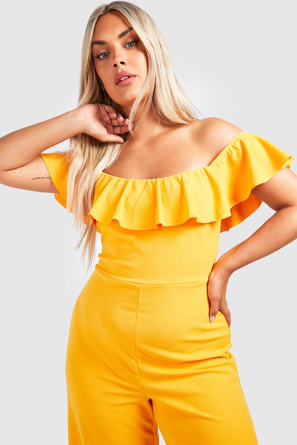 Yellow ruffle hot sale jumpsuit