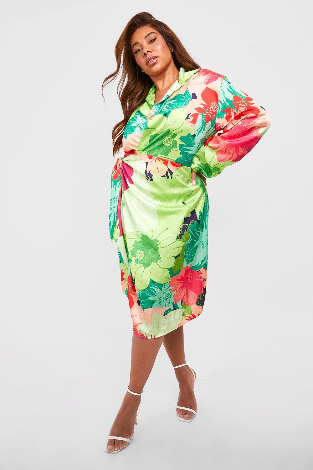 Boohoo plus wrap clearance dress