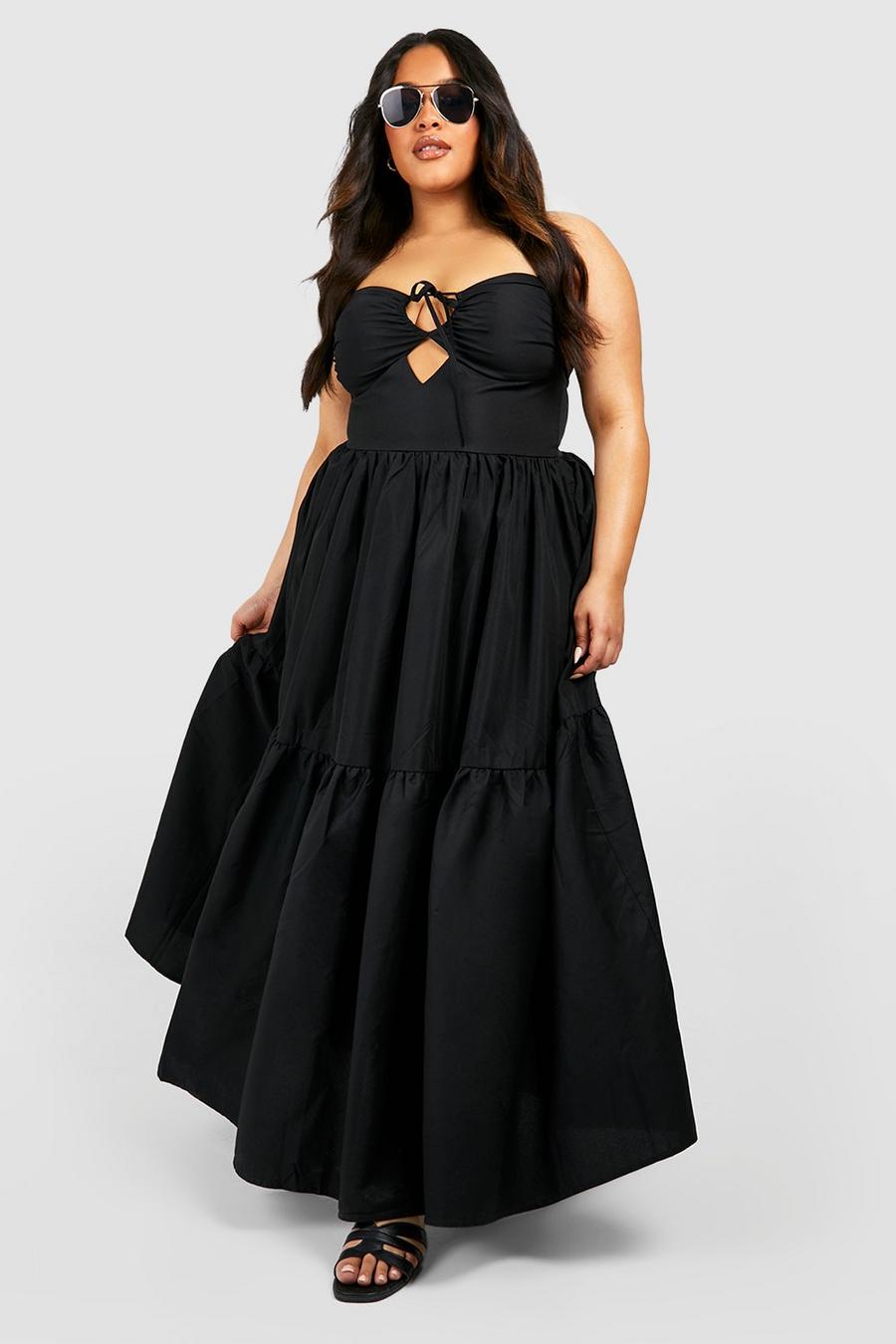 Black Plus Woven Halter Maxi Dress image number 1