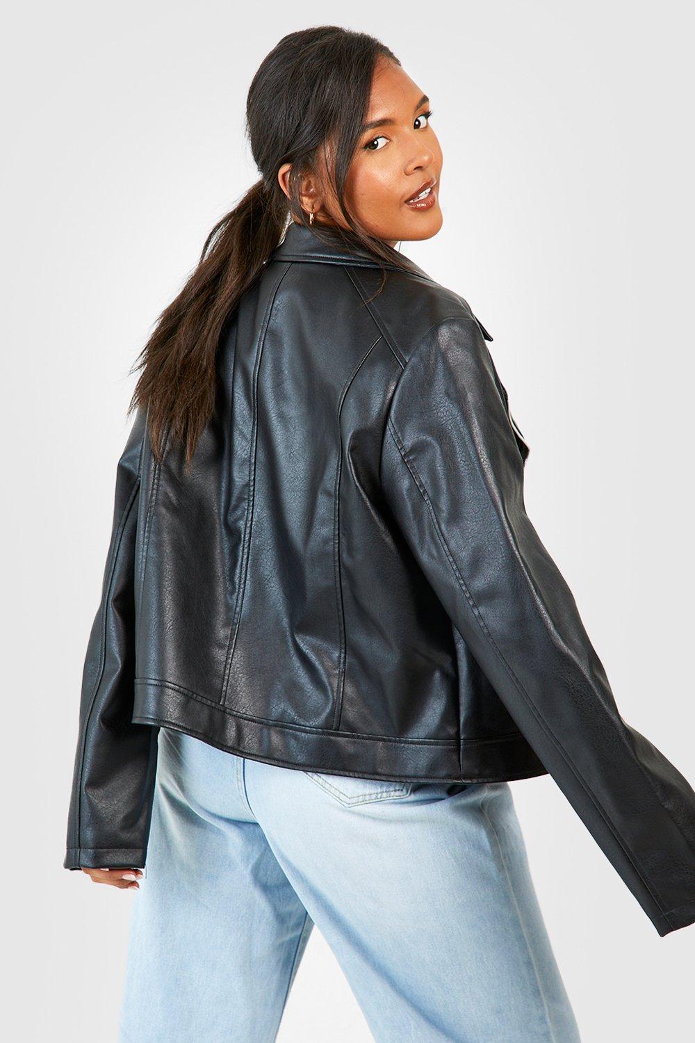 Plus Faux Leather Biker Jacket