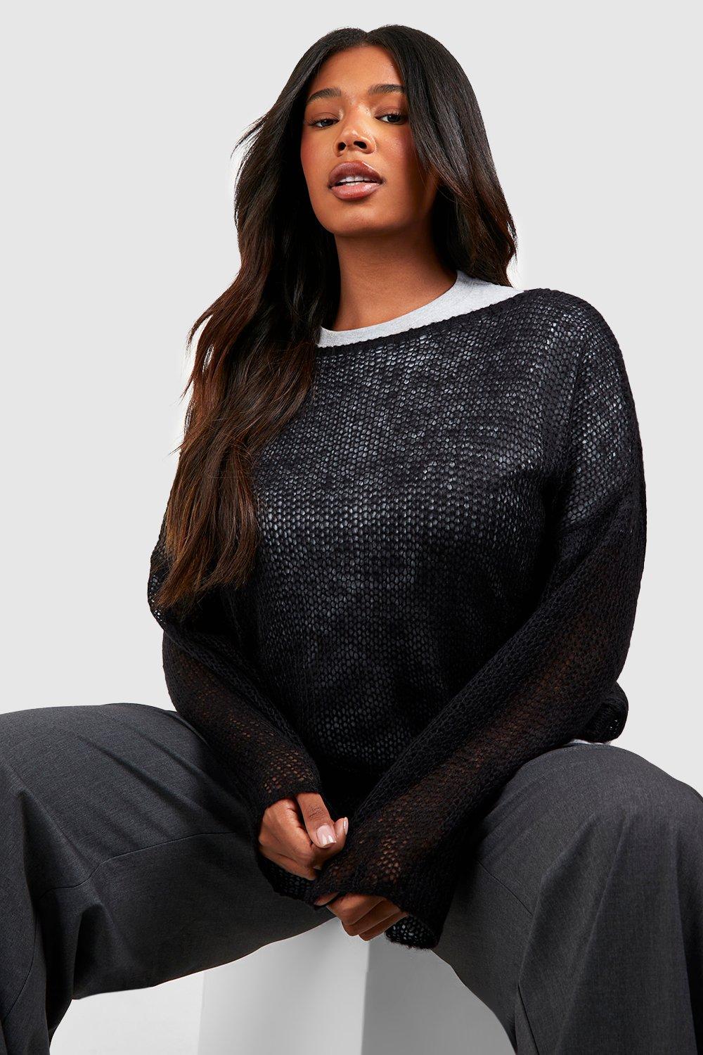 Plus Loose Knit Slouchy Jumper boohoo UK