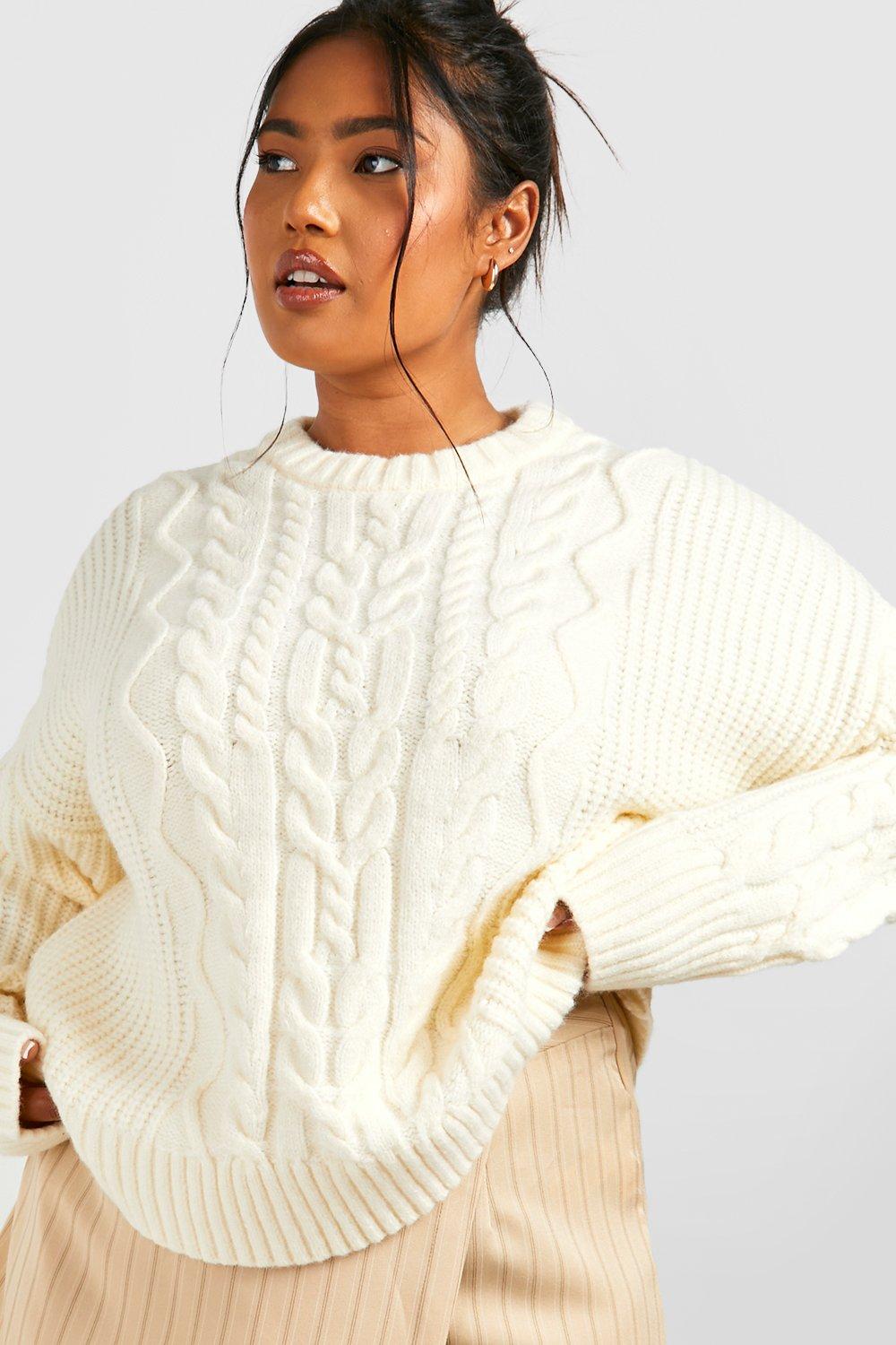 Plus Chunky Cable Knit Jumper boohoo UK