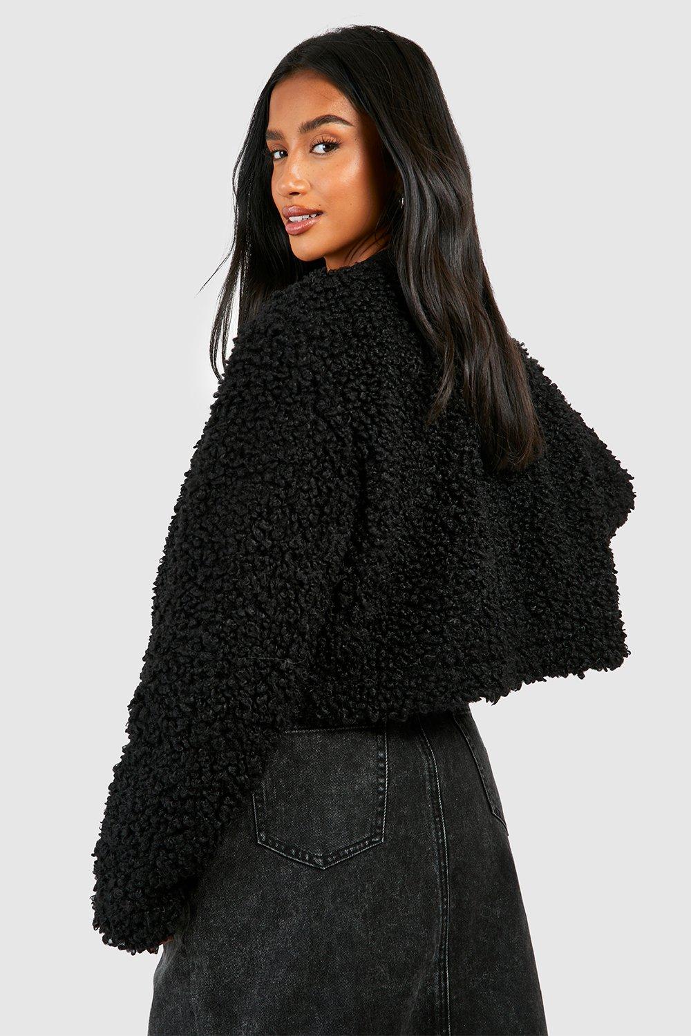 Cropped black 2024 teddy coat