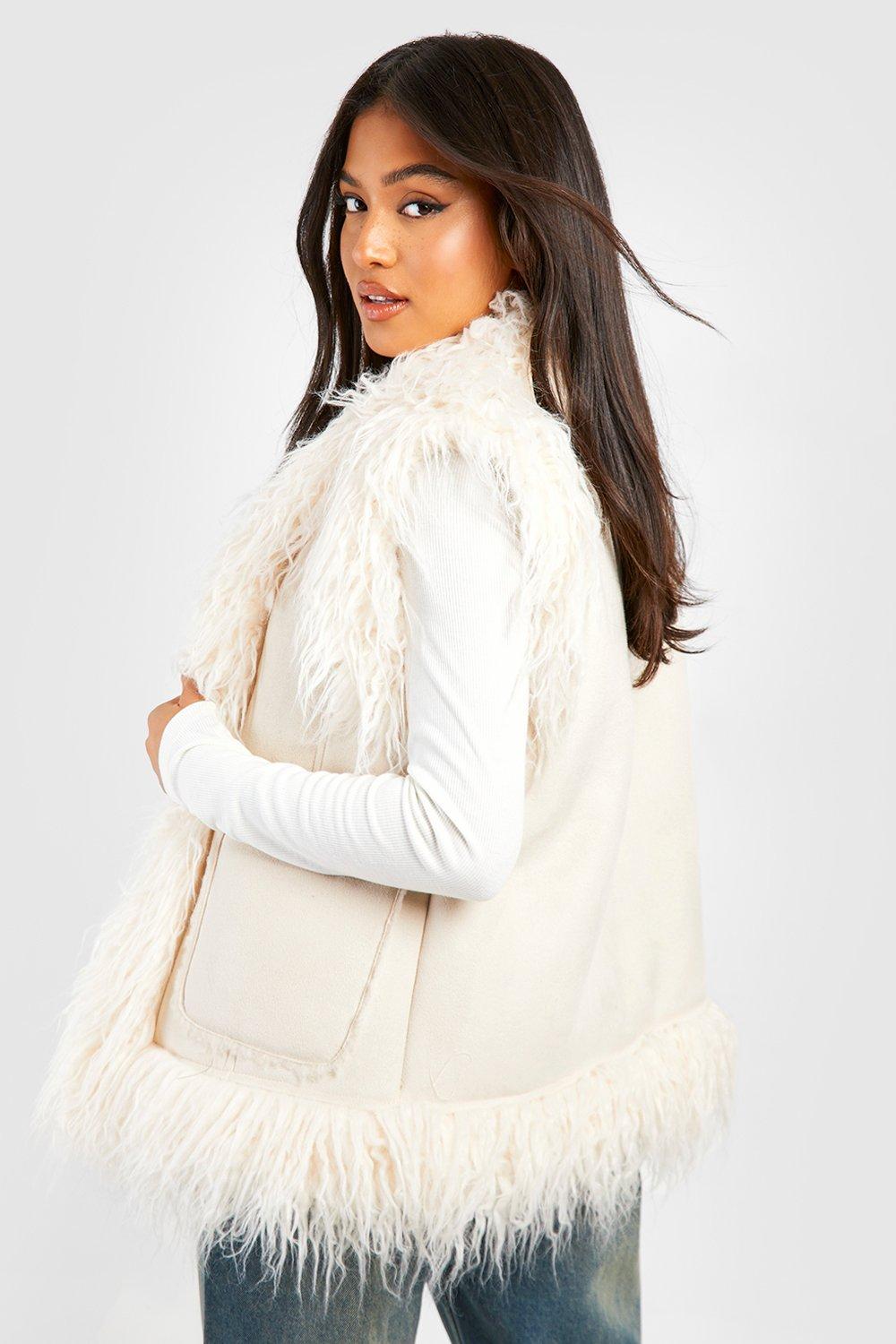 Ivory faux fur on sale vest