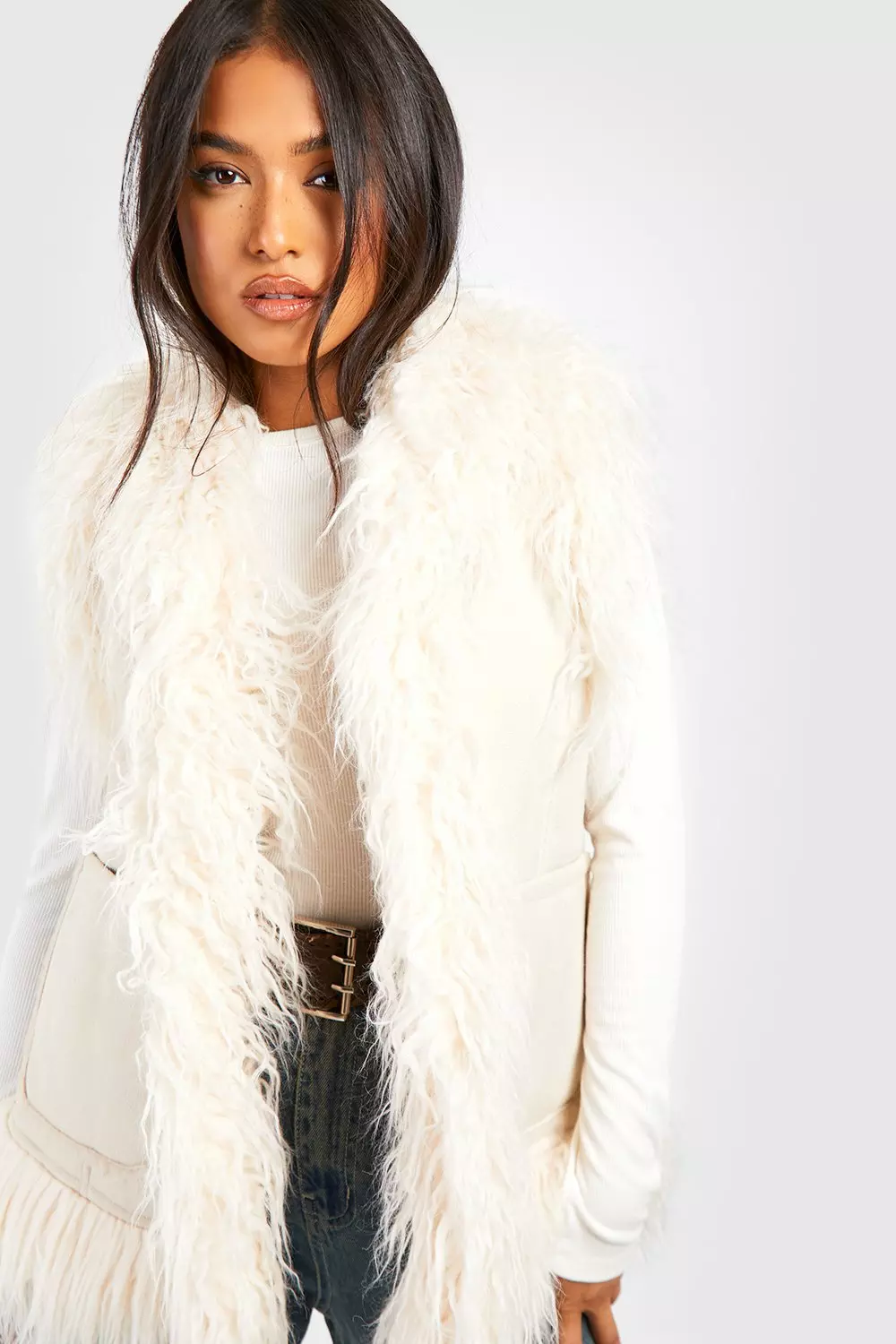 Petite Faux Fur Suede Gilet