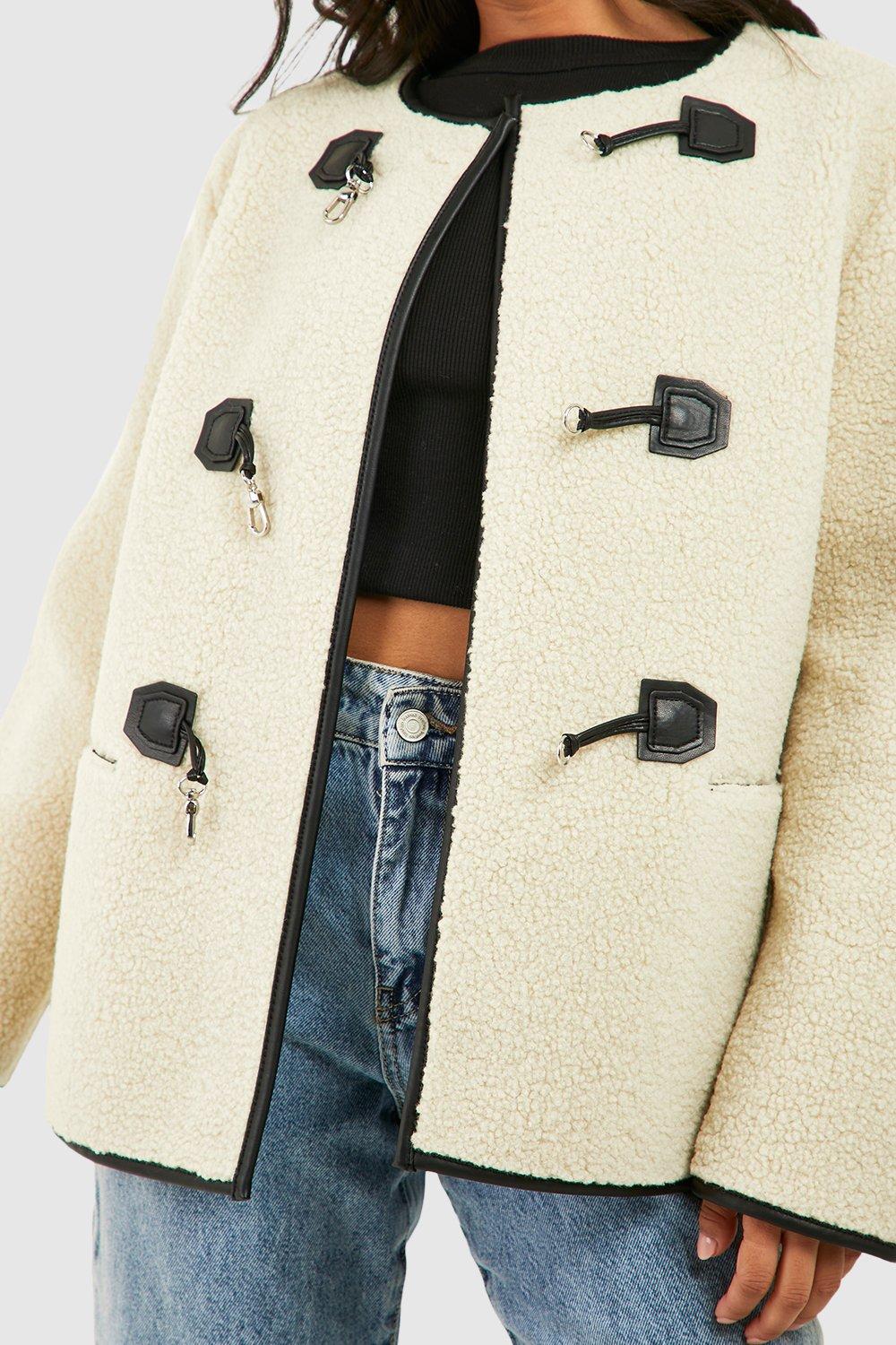 Petite Teddy Borg Buckle Detail Jacket