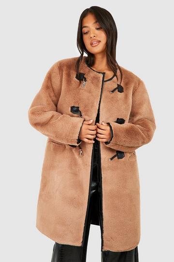 Petite - Trench en fausse fourrure chocolate