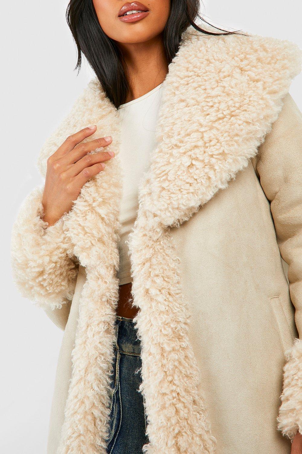 Fur trim hot sale coat womens