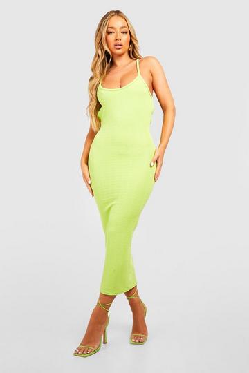 Crinkle Tie Strap Low Back Cowl Midaxi Dress lime