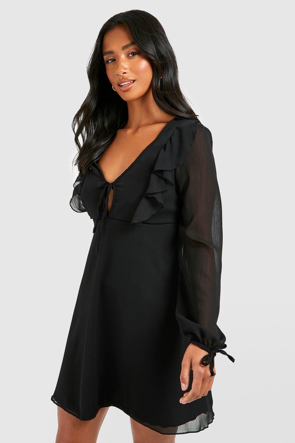 Black chiffon shop ruffle dress