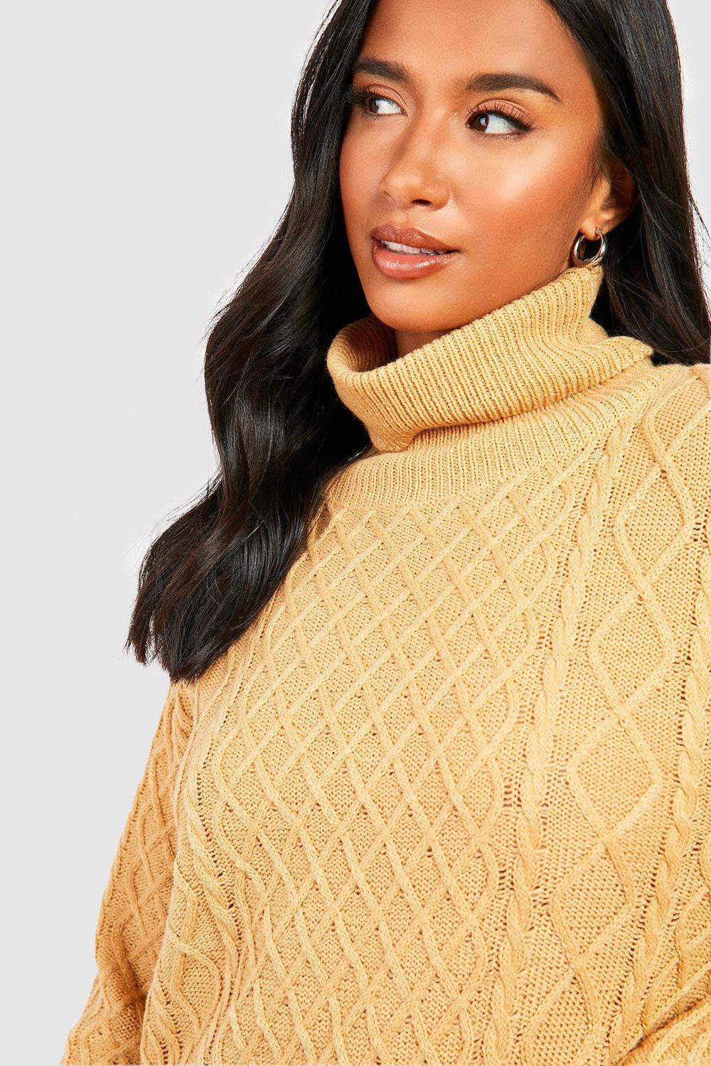 Petite Cable Turtleneck Maxi Sweater Dress