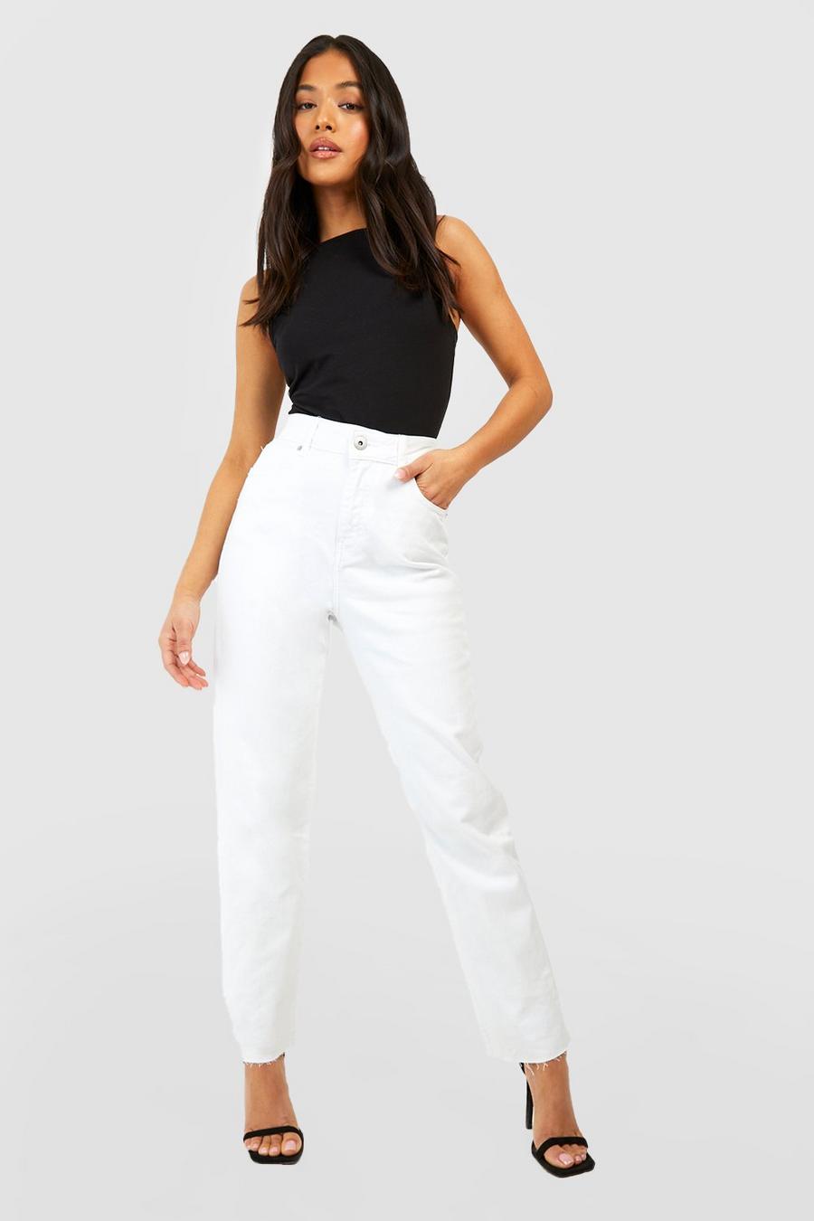 White Petite Mom Jeans Met Hoge Taille image number 1