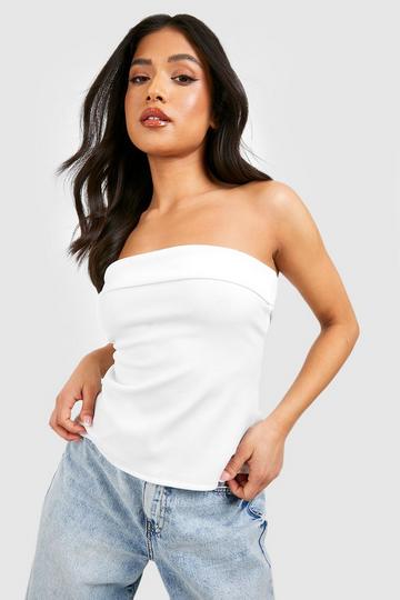 Petite Long Line Bandeau Top white