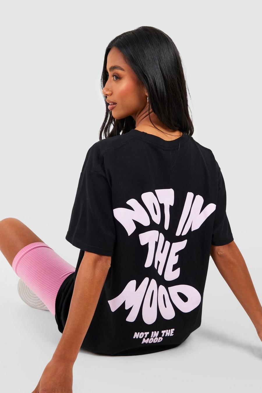 Black Petite Not In The Mood Back Graphic T-Shirt image number 1