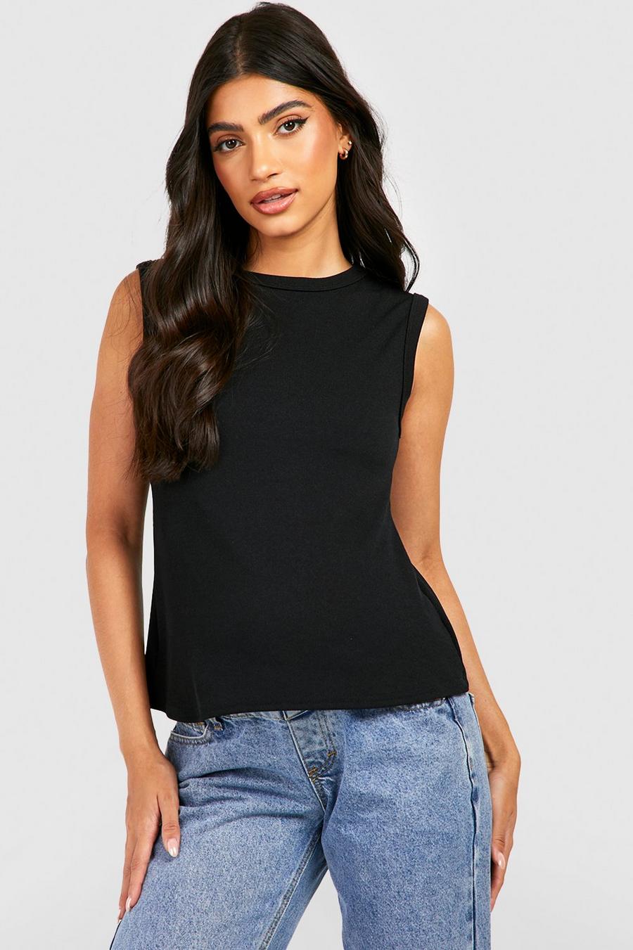 Black Maternity Ribbed Wide Neck Tank Top image number 1