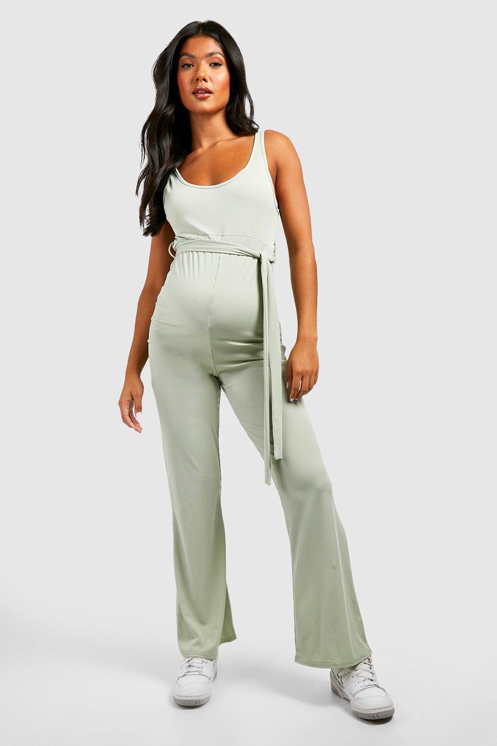 Maternity Ribbed Tie Waist Jumpsuit