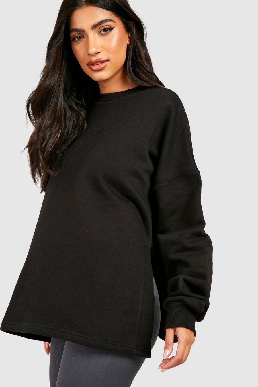 Black Maternity Side Split Sweatshirt