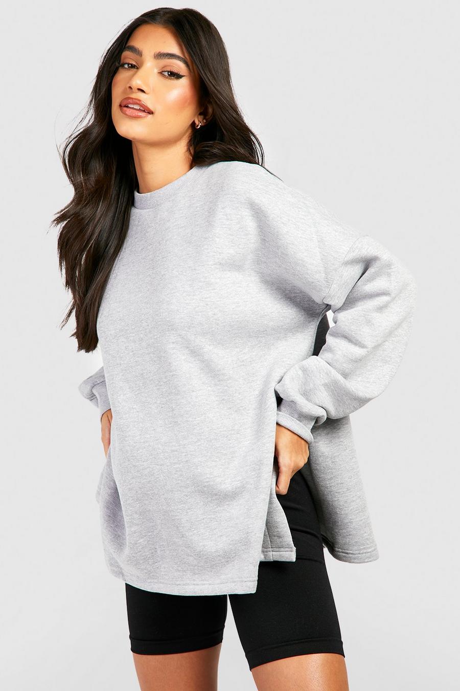 Grey marl Maternity Side Split Sweatshirt