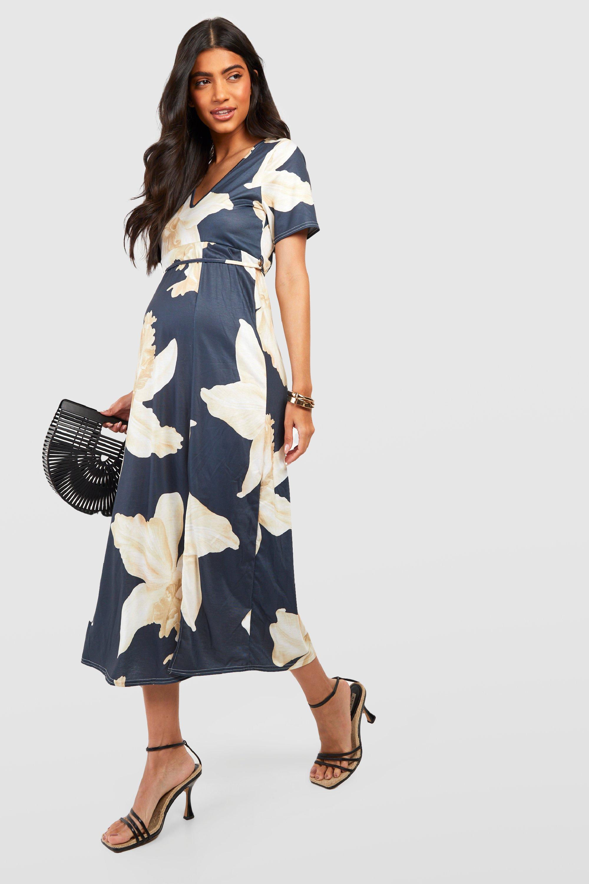 Maternity Floral Midi Tea Dress boohoo