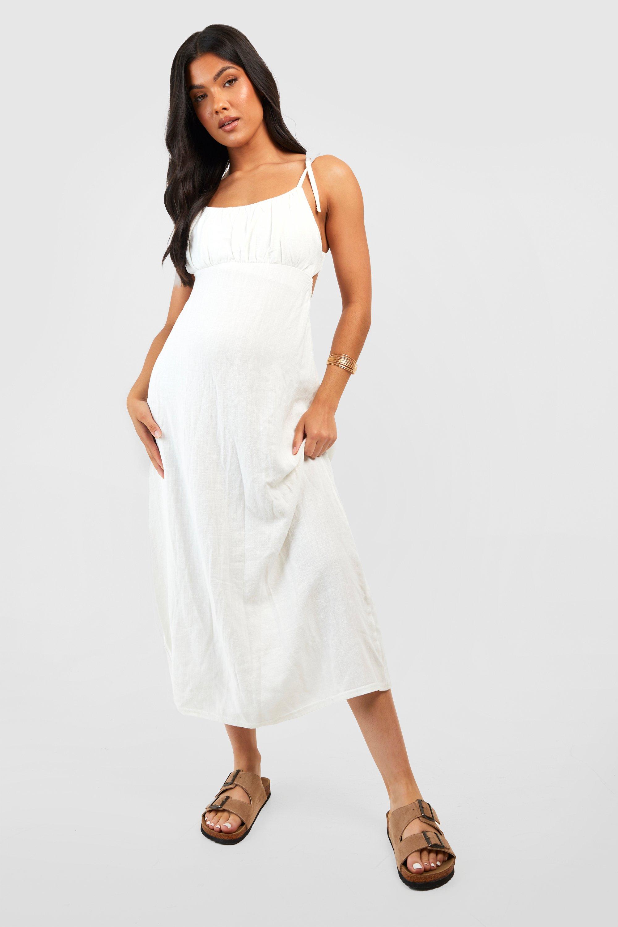 Linen spaghetti strap clearance dress