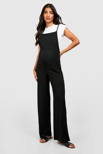 Maternity Rib Dungaree Jumpsuit black