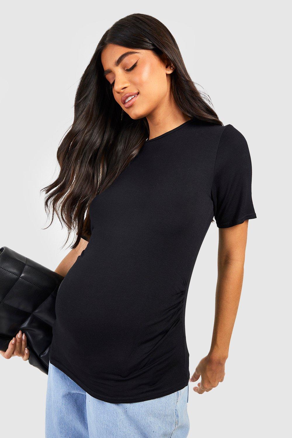 Women's Maternity Short Sleeve Basic Crew Neck Fitted T Shirt