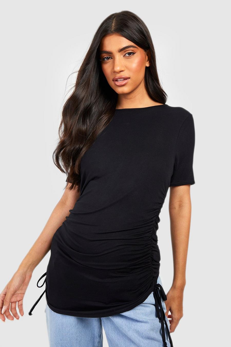 Black Maternity Ruched Side T-shirt