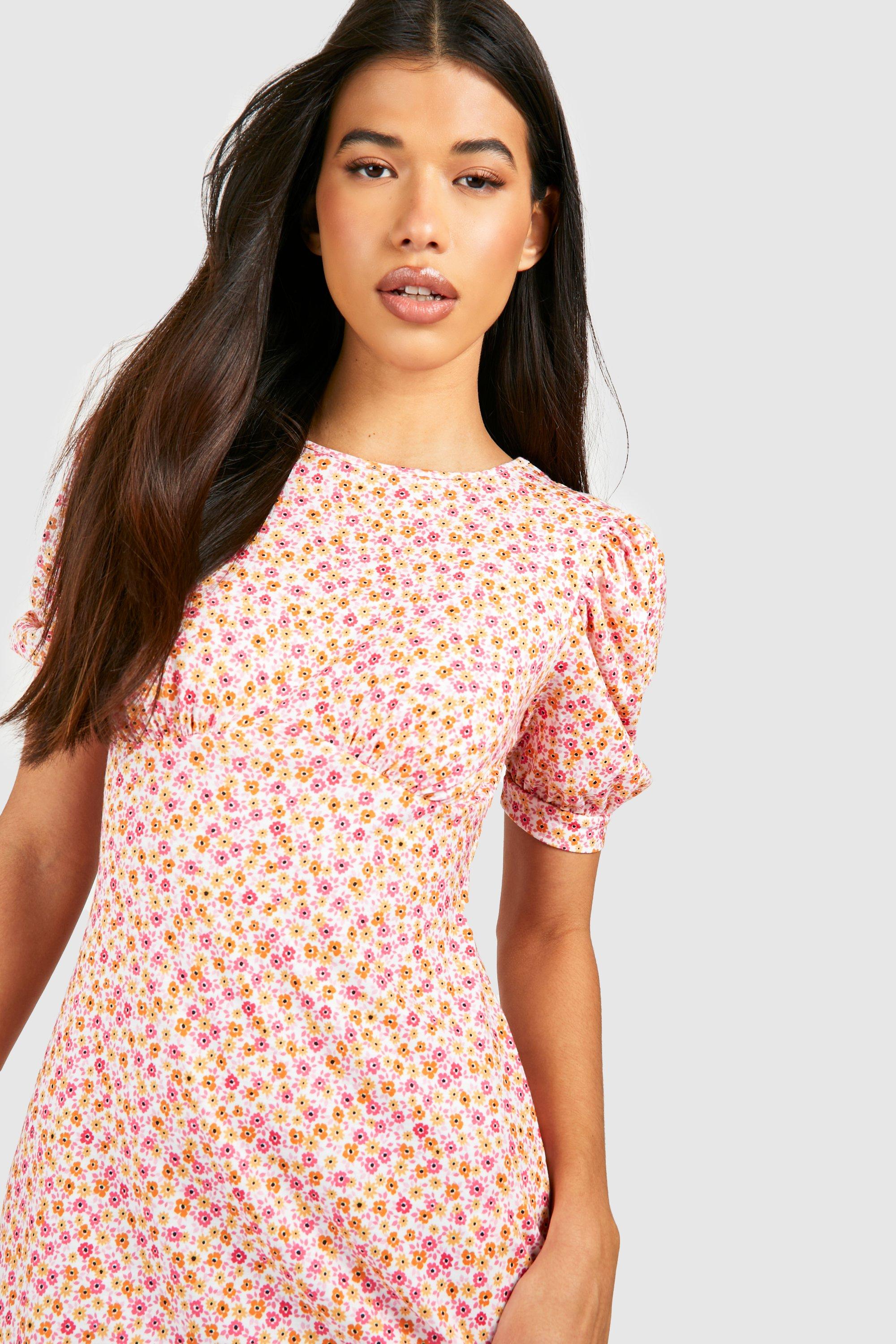 Boohoo pink sale floral dress