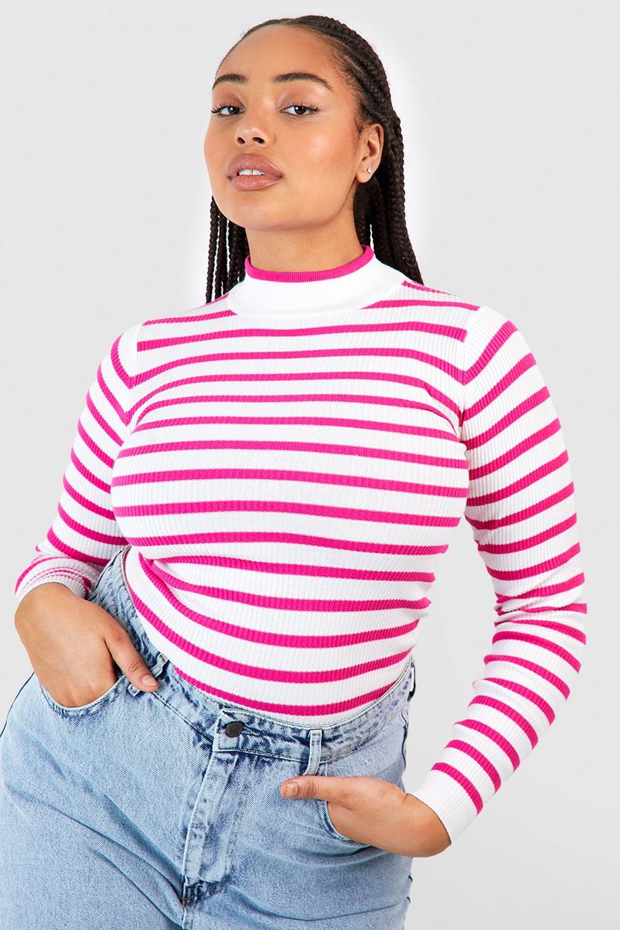 Magenta pink Plus Fine Gauge Knitted Jumper