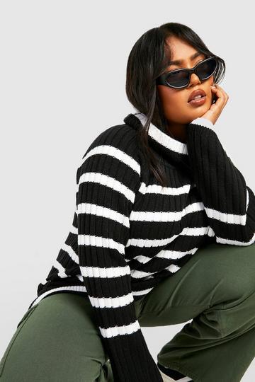 Black Plus Turtleneck Wide Sleeve Sweater