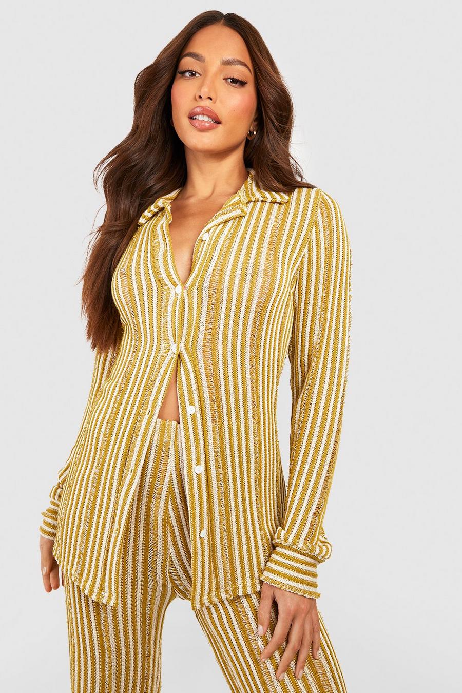 Olive Tall Textured Stripe Shirt image number 1