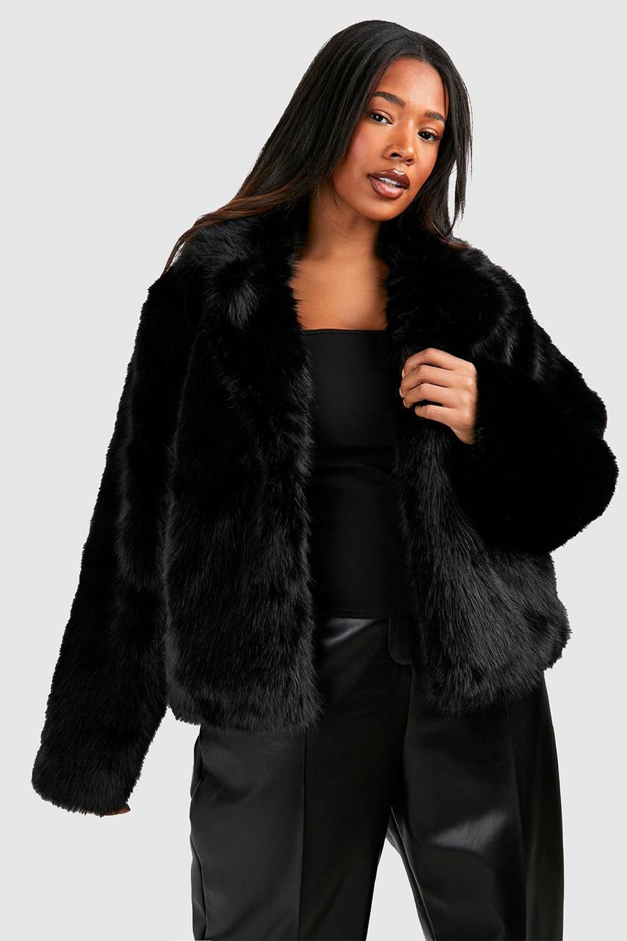 Grande taille - Manteau en fausse fourrure premium, Black image number 1