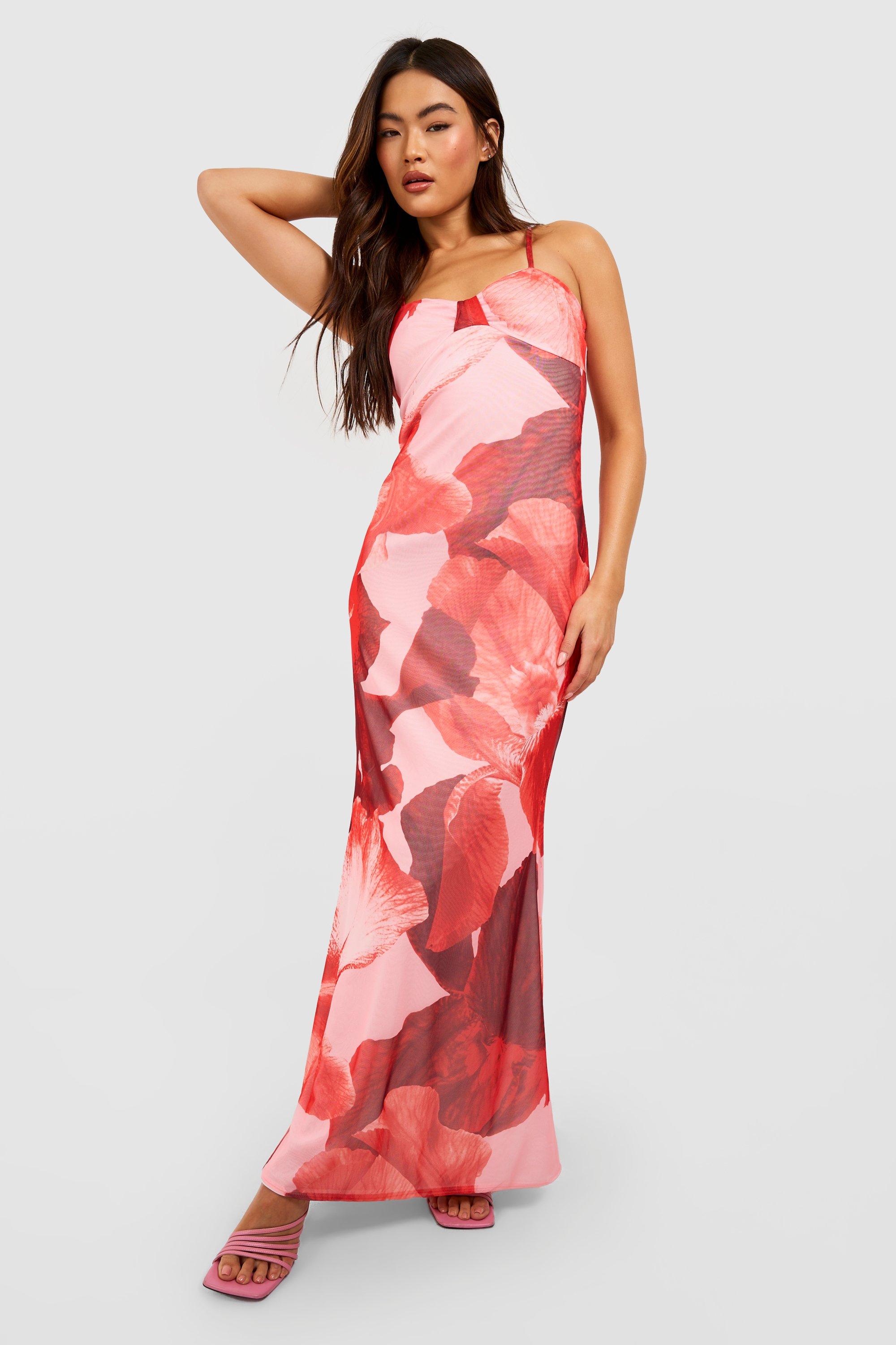 Floral mesh maxi dress