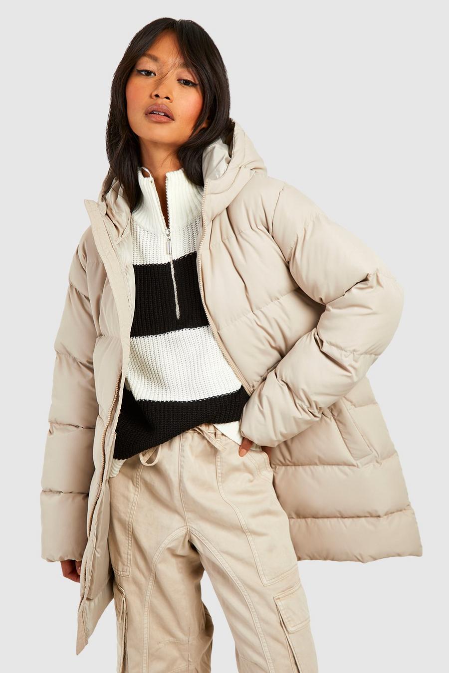 Stone Synched Waist Puffer Jacket Racer image number 1
