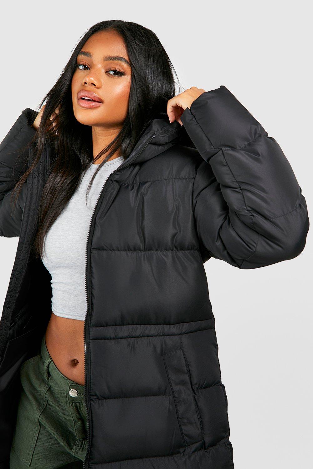 Boohoo black puffer jacket deals