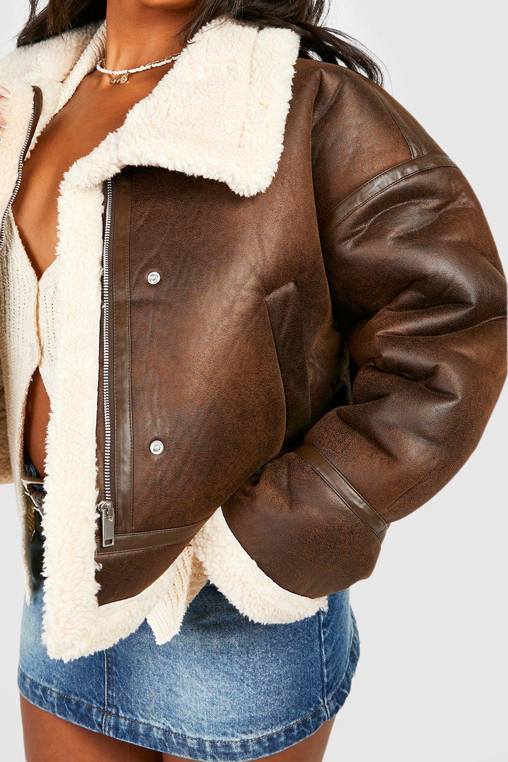 Ladies plus size aviator jacket online