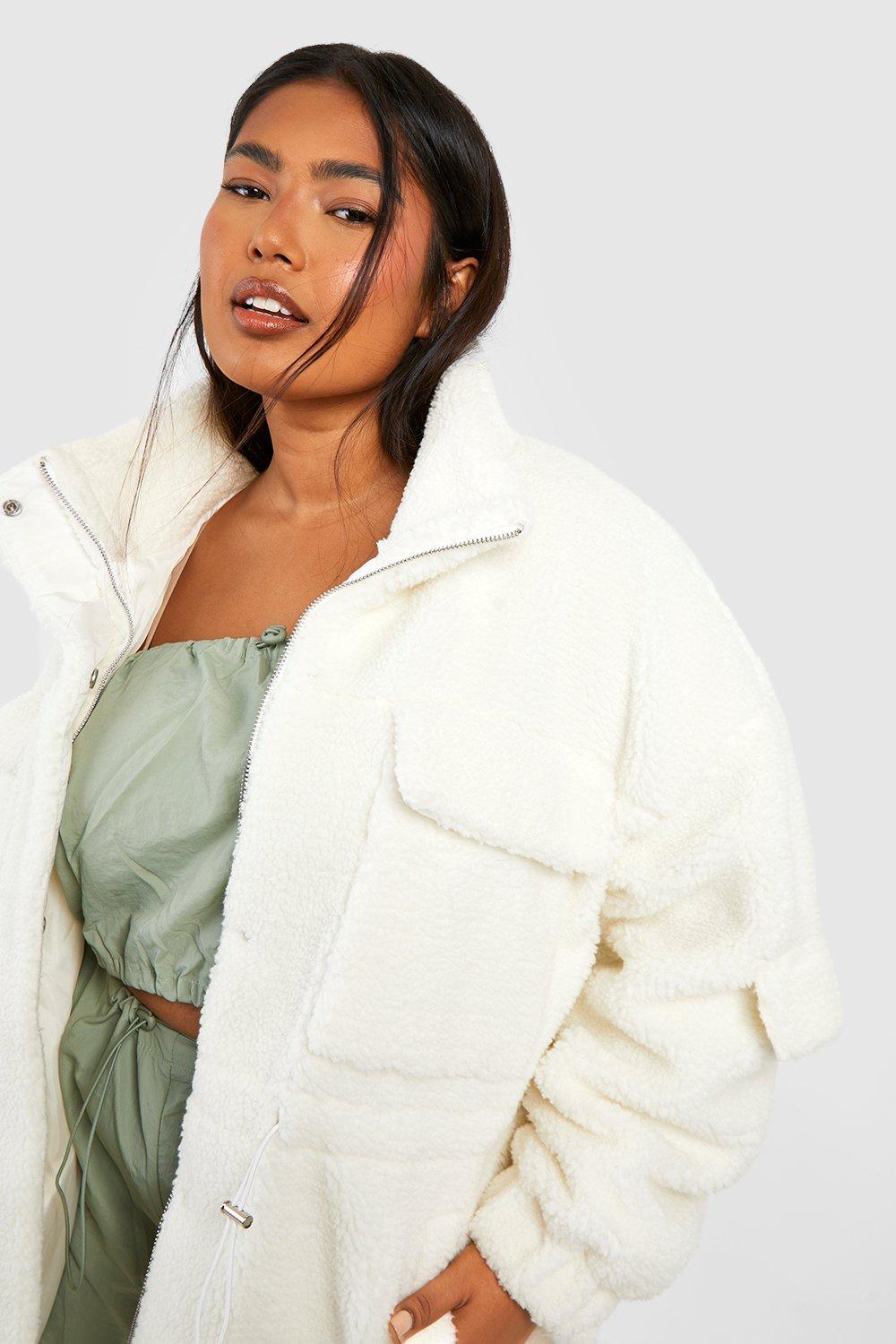 Plus Teddy Faux Fur Utility Jacket