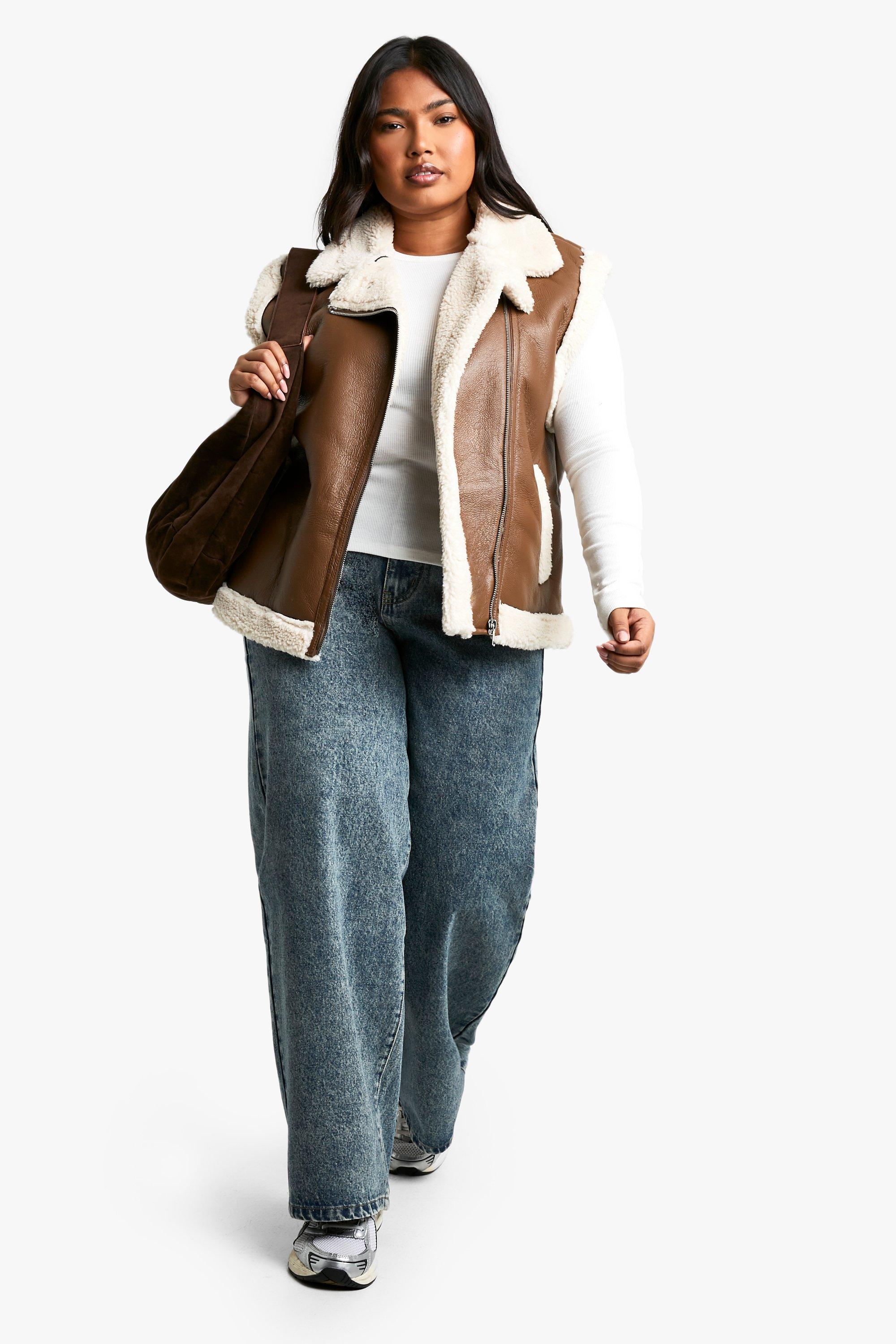 Plus size faux leather on sale vest