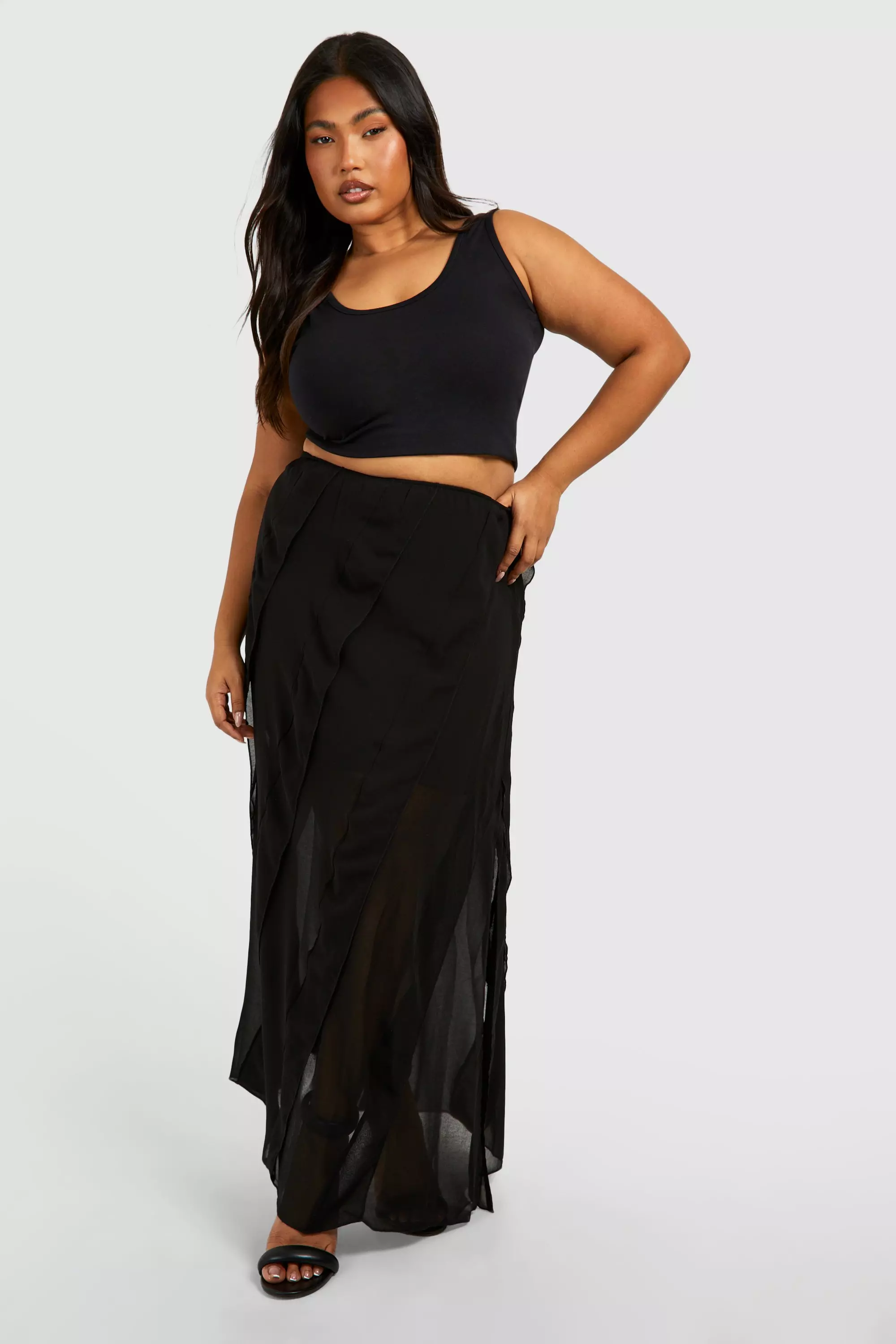 Plus size chiffon maxi skirt hotsell