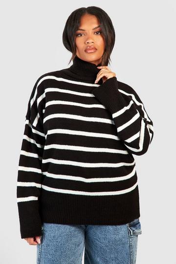 Black Plus Soft Knit Stripe Sweater