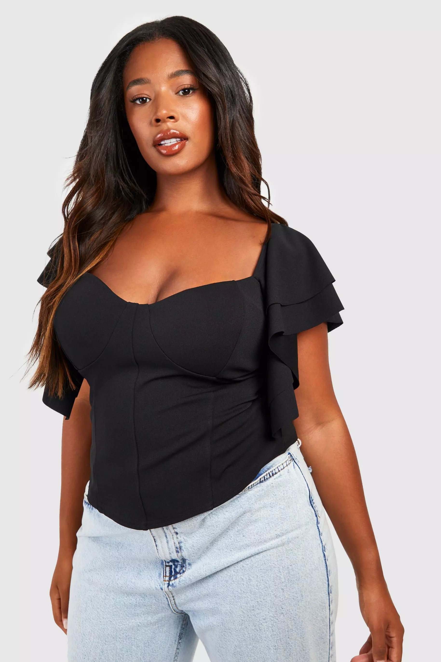 Ruffle sleeve cheap top plus size