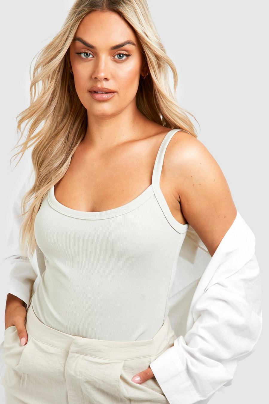 Stone beige Plus Think Binding Strappy Cami Top
