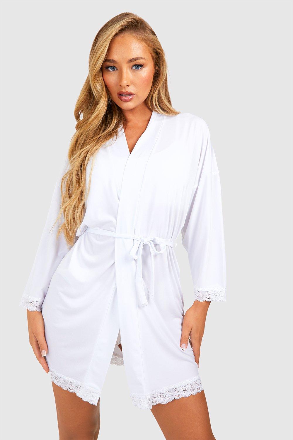 Lace trim best sale dressing gown