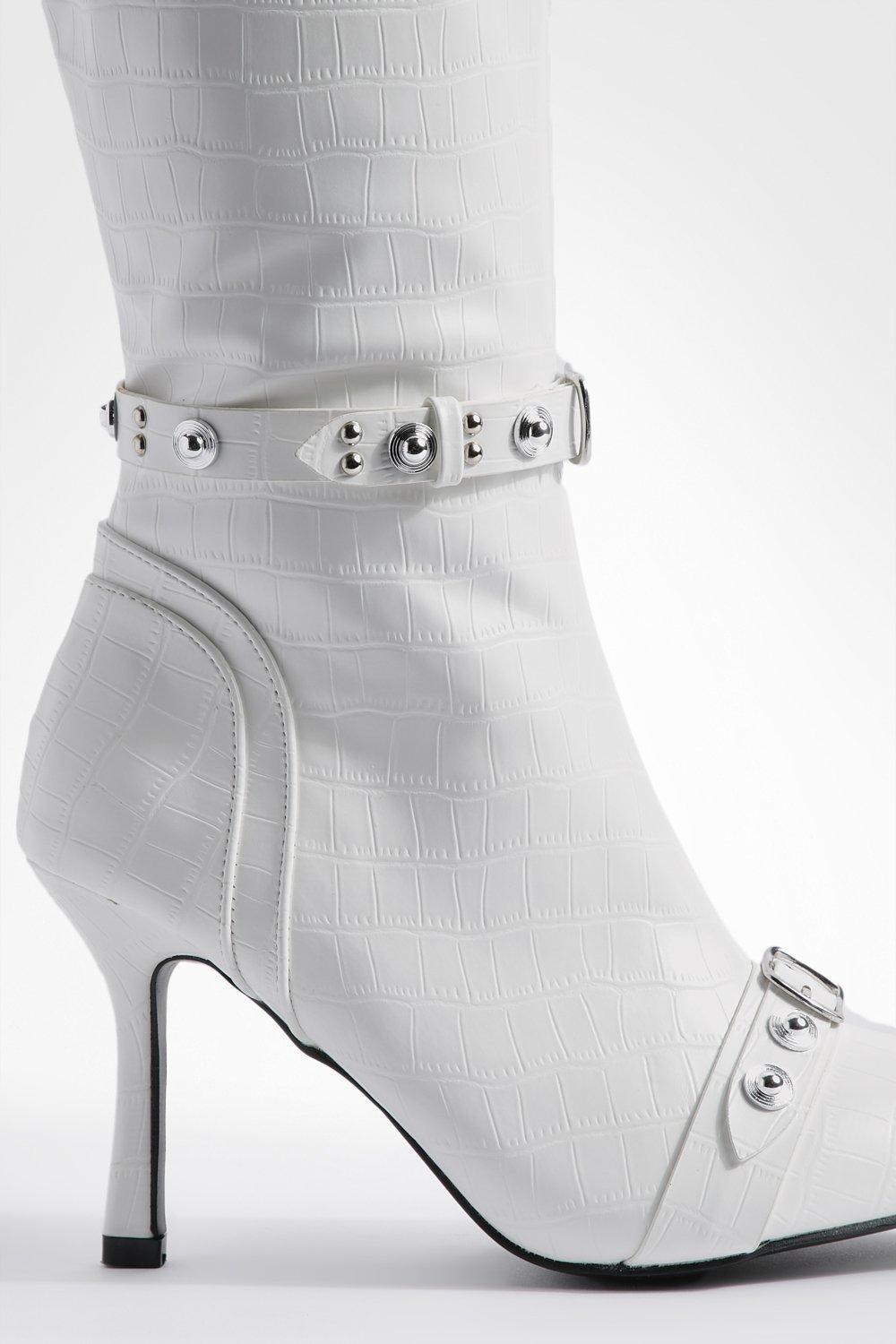 White ankle boots on sale boohoo